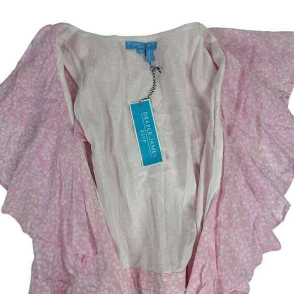 Draper James RSVP Floral Ruffle Wrap Dress Pink White Size Medium - Picture 6 of 9